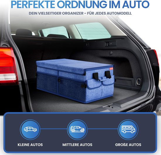 HELDENWERK Premium-Kofferraum-Organizer mit Deckel, stabil & rutschfest - Faltbare Kofferraumtasche, groß mit doppeltem Boden - Kofferraumbox, Kofferraum-Organizer-Box