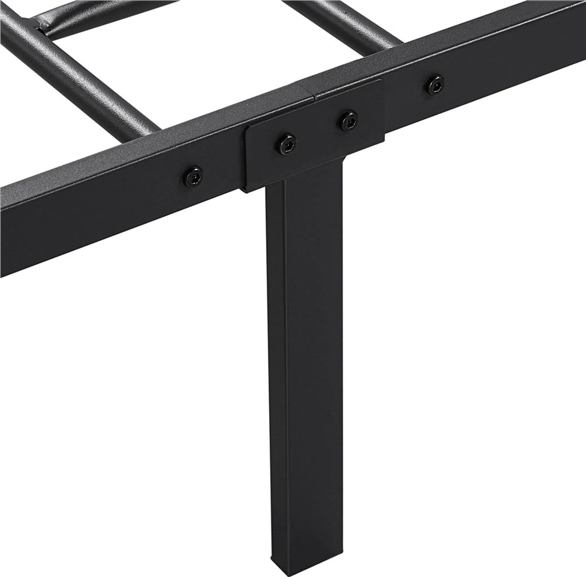 Yaheetech Metallbettgestell 90 x 200 cm – Schwarz – 204 kg – Mit Kopf- und Fußteil – 32 cm Stauraum unter dem Bett