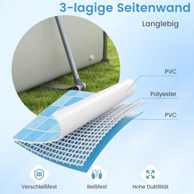 Coast Aufstellpool mit Filterpumpe – Rechteckiger Pool 300 x 207 x 66 cm – Grau