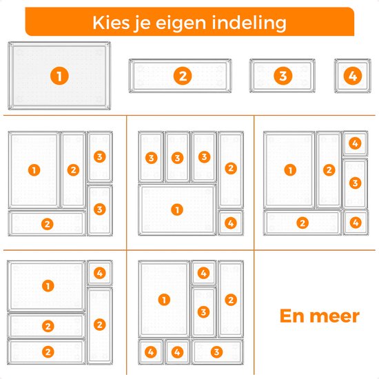 Posity Drawer Organizer - 44 Stück - Organizer Trays - Drawer Trays - Storage Trays - Make-up Organizer - Für Küche, Bad & Büro - Kunststoff - Transparent