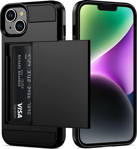 Telefon Fall geeignet für Iphone 14 Fall mit Kartenhalter und Displayschutzfolie Schutzglas