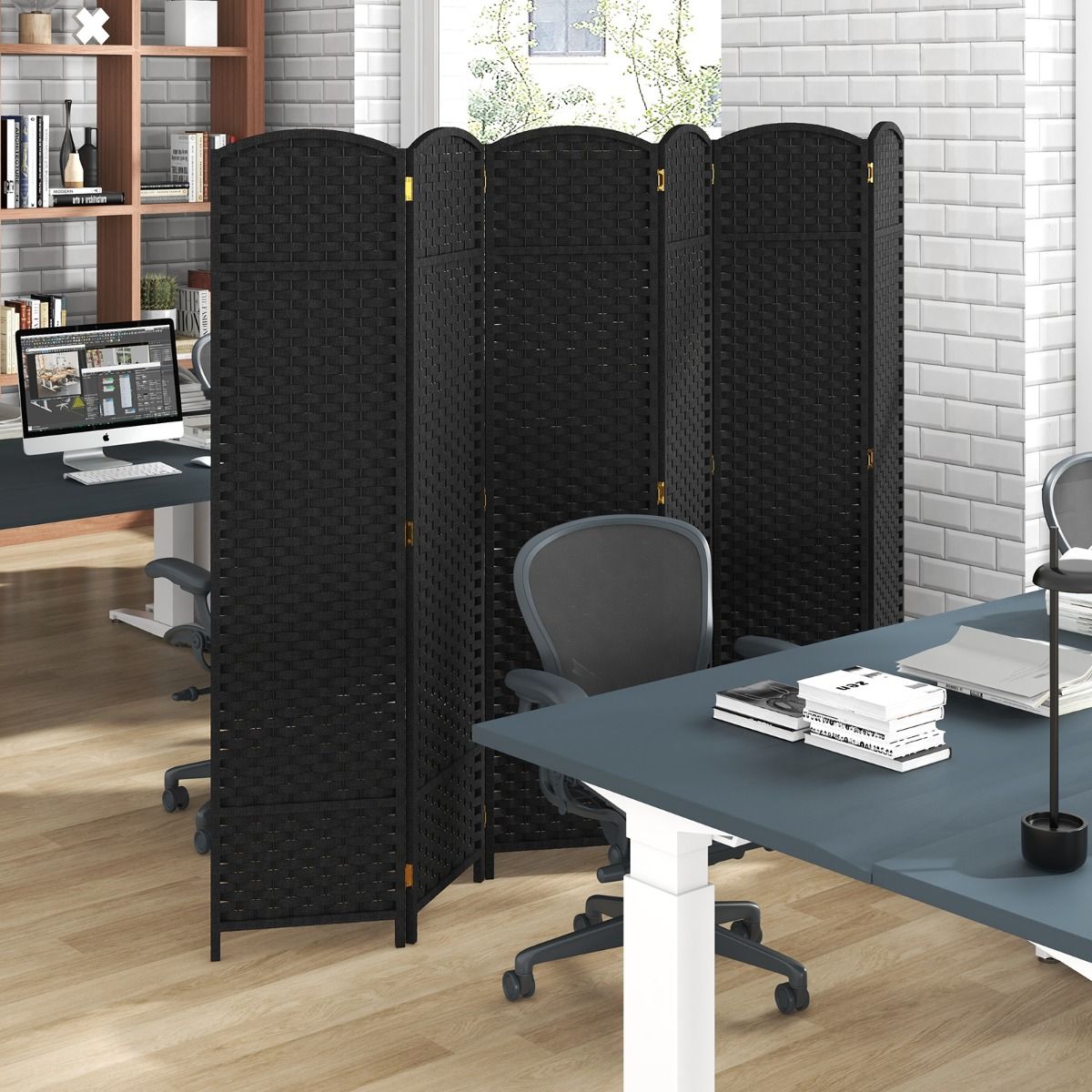 Coast Chamber Screen - 6-teilig - Massivholzrahmen - 40 x 13 x 170 cm - Schwarz