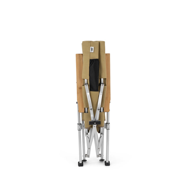 AMA Relax Klappbarer Campingstuhl – Rückenlehne in 4 Positionen verstellbar – Aluminium und Bambus – 53 x 62 x 100 cm – Bis zu 130 kg