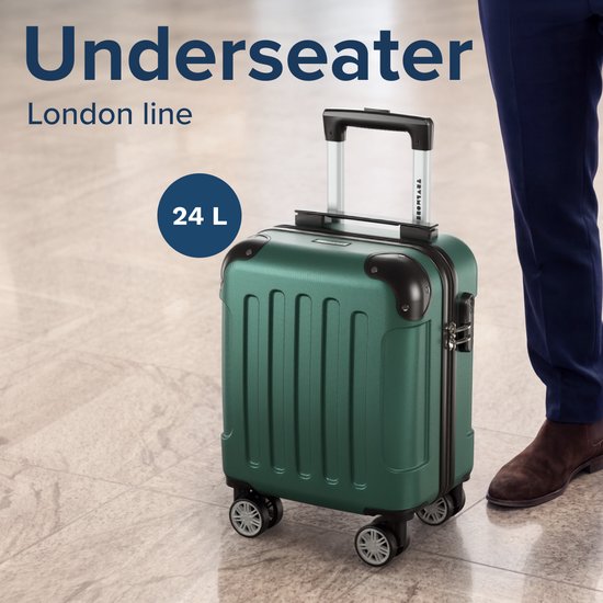 TRVLMORE Handgepäckkoffer – 40 x 30 x 20 cm – Unter-Sitz-Gepäck – 24 l – Zahlenschloss – 4 Rollen – Dunkelgrün