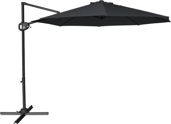 AXI Solea Schwebeparasol Ø 300 cm Anthrazit/Grau inkl. Schutzhülle – Pulverbeschichtetes Gestell mit Kreuzfuß – Um 360° drehbar – UV-beständiges Tuch