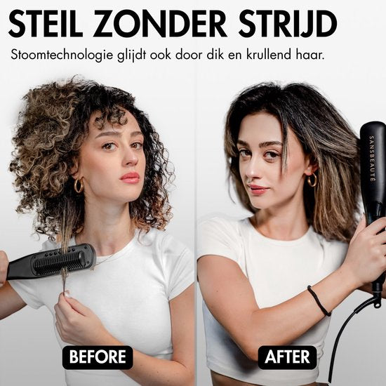 Sansbeauté® Steam Straightener PRO - Dampfglätter - Professionelles Glätteisen 5.0 - Dampfglätter - Schwarz