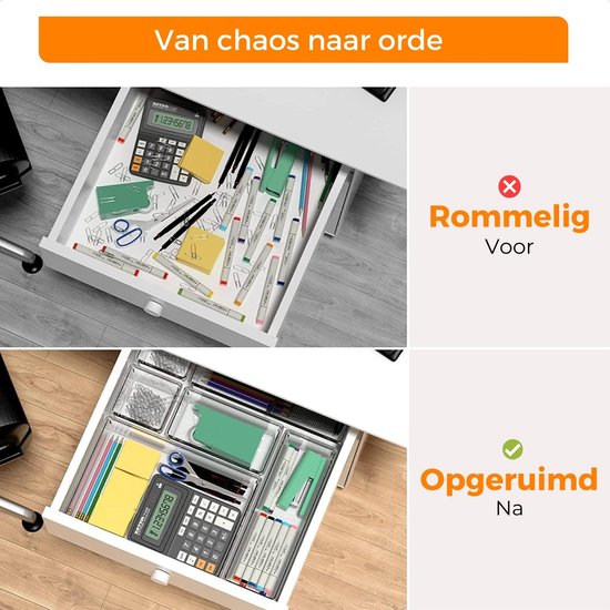 Posity Drawer Organizer - 16 Stück - Organizerschalen - Schubladenschalen - Aufbewahrungsschalen - Make-up-Organizer - Für Küche, Bad & Büro - Kunststoff - Transparent