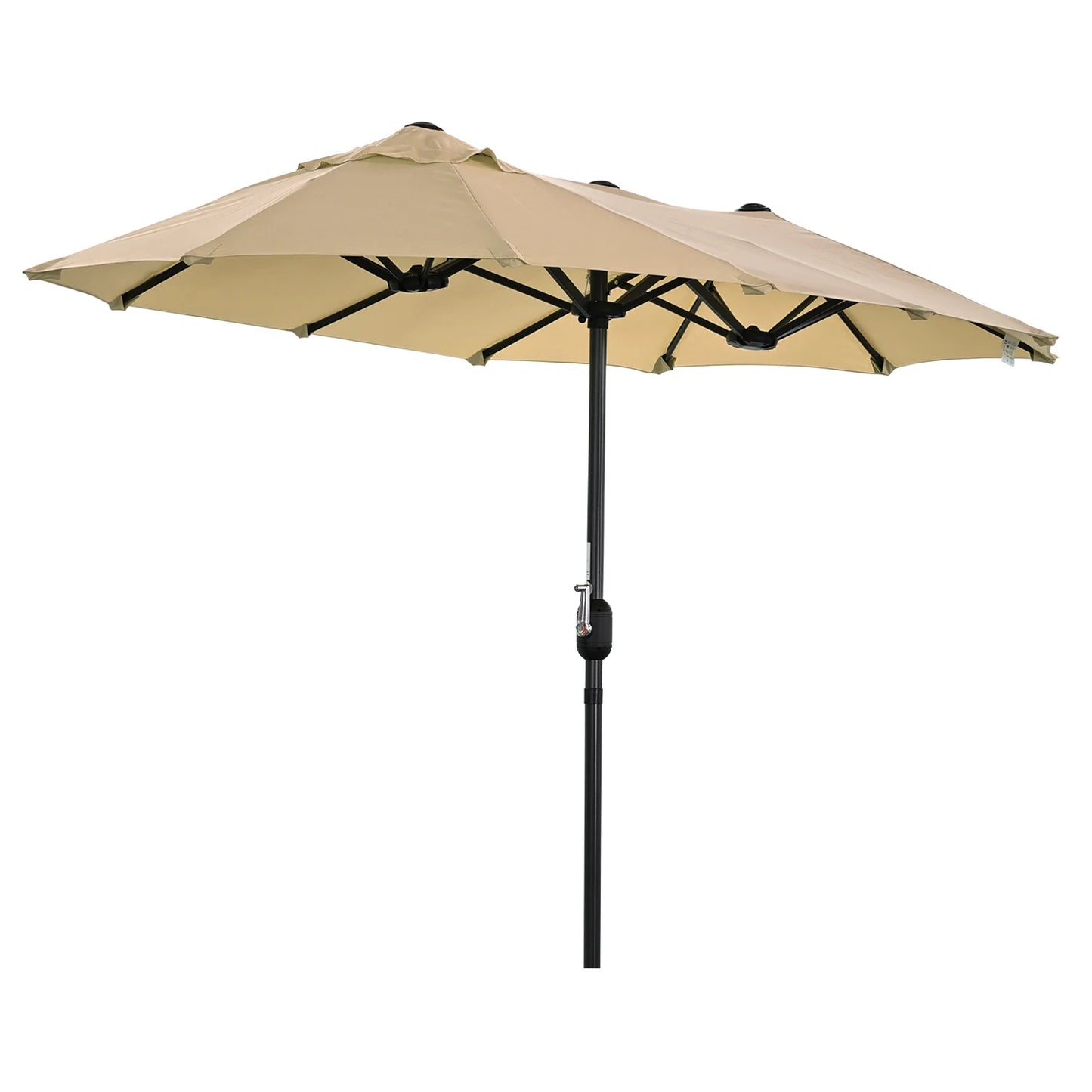 Angel Living 297 × 153 cm Doppelter Gartenschirm, beige – UPF 50+, ovale Form, Handkurbel