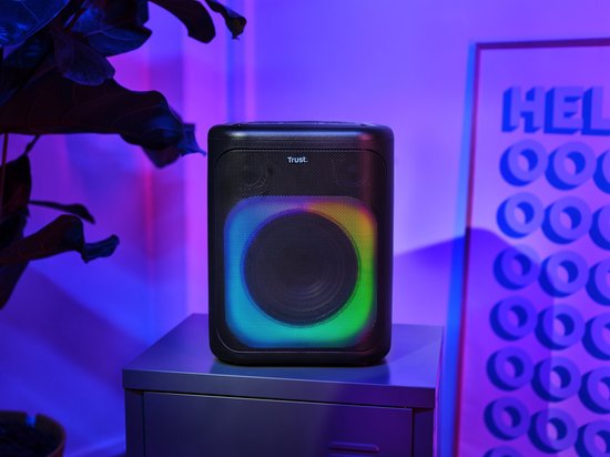 Trust Azura – Bluetooth-Lautsprecher – Partybox – Kabellos – RGB-Beleuchtung – Bis zu 11 Stunden Akkulaufzeit – Schwarz