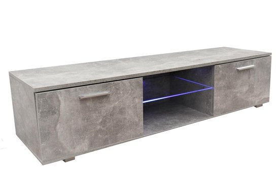 TV-Möbel TV-Schrank Tenus mit LED-Beleuchtung Industriegrau Beton Design