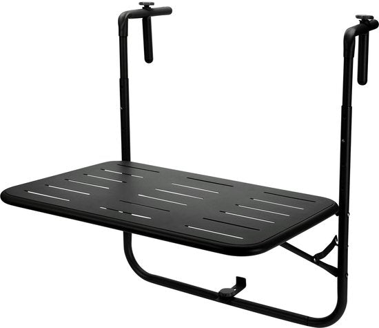 Pro Garden Balkontisch - Metall - mattschwarz - 60 x 43 cm - klappbar - höhenverstellbar