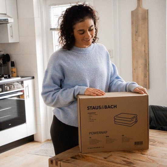 STAUS&BACH POWERNAP- Elektrische Fleece Heizdecke - 1/2 Person kariert/Sherpa - 160x120 cm Kuscheldecke - Waschmaschinenfest - Couverture chauffante - 3 Wärmestufen - Braun