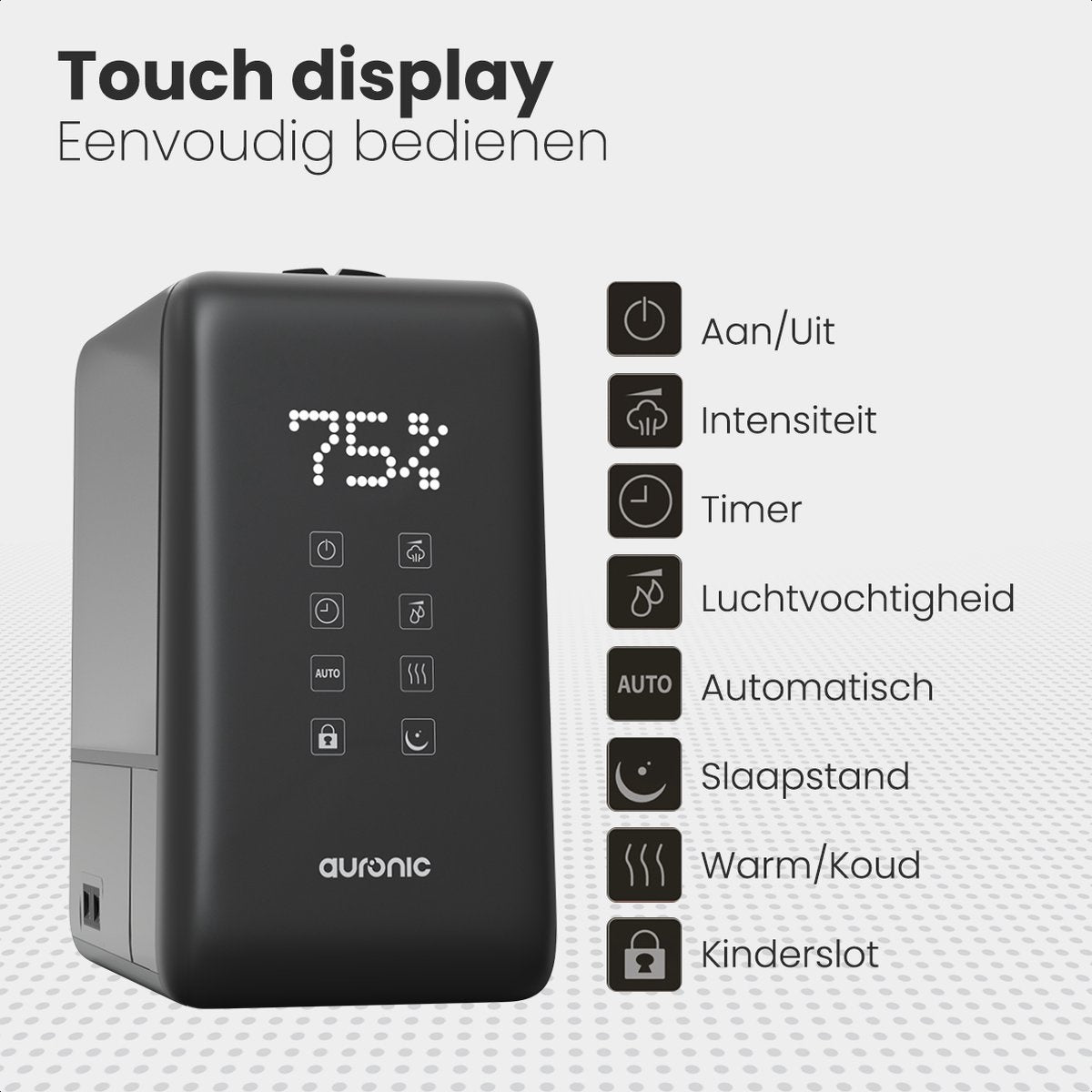 Auronic Luftbefeuchter - 3 Wärmestufen - 6L Tankkapazität - 70m2 - Wasserfilter inklusive - Schwarz