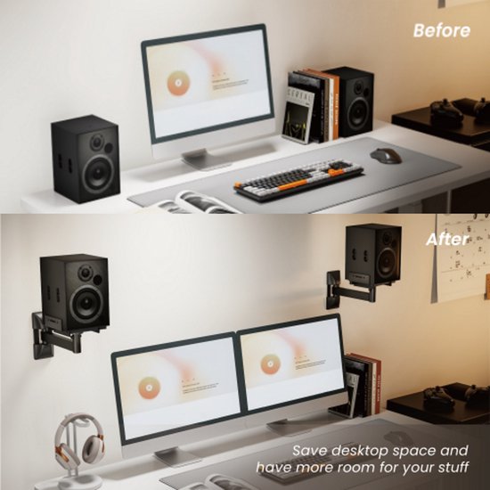 Lautsprecher-Wandhalterung universal - Wandmontage Lautsprecher - Lautsprecher-Wandhalterung - Wandmontage Lautsprecher - drehbar drehbar schwenkbar - 25 kg belastbar - 2er Set