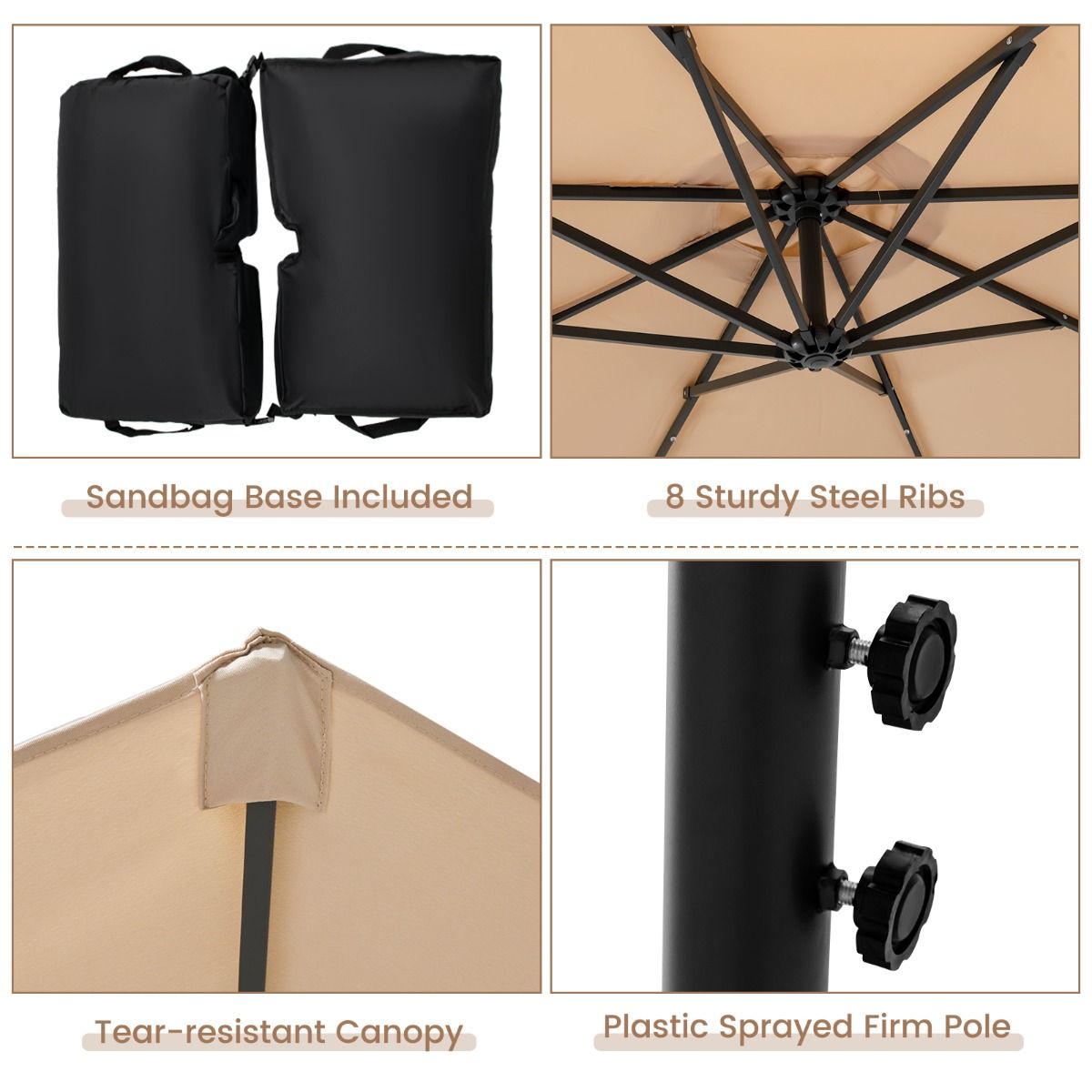 Coast Schwimmender Sonnenschirm mit Sandsäcken und LED-Beleuchtung - Ø300cm - Beige