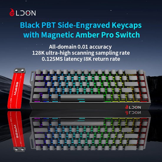 Mide68 – 65 % kabelgebundene Gaming-Tastatur – RGB-beleuchtete Tastatur – Mechanische Tastatur mit Hall-Effekt-Rapid-Trigger-Schaltern – Hot-Swap – 8 kHz – 0,01 mm Reaktionszeit – 0,125 ms – Seitlich bedruckte Tasten – 68 Tasten – Bestes Preis-Leistungs-V