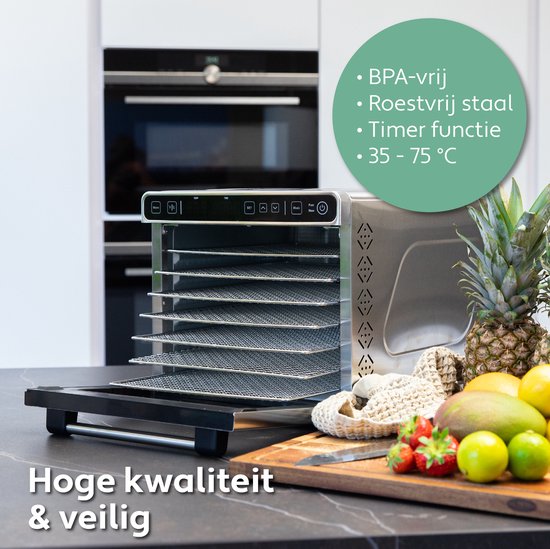 Vita5 PRO 7 Dörrgerät - Trockenschrank - Edelstahl - 24-Stunden-Timer - LED-Bedienfeld - Dörrgerät - 7 Schichten