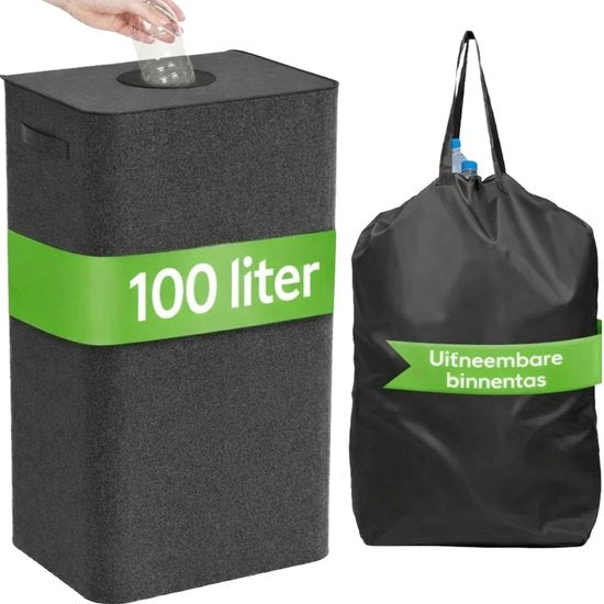 Ceruzo Pfandcontainer – 100 l – mit herausnehmbarem Beutel für leere Flaschen – zusammenklappbar – schwarz