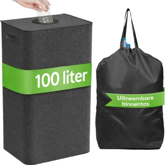 Ceruzo Pfandcontainer – 100 l – mit herausnehmbarem Beutel für leere Flaschen – zusammenklappbar – schwarz