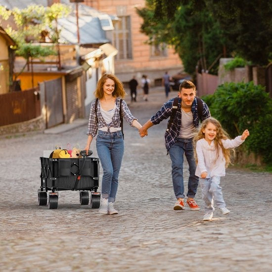 LifeGoods Wagon - XL - faltbar - 200L - 150KG Tragfähigkeit - Schwarz