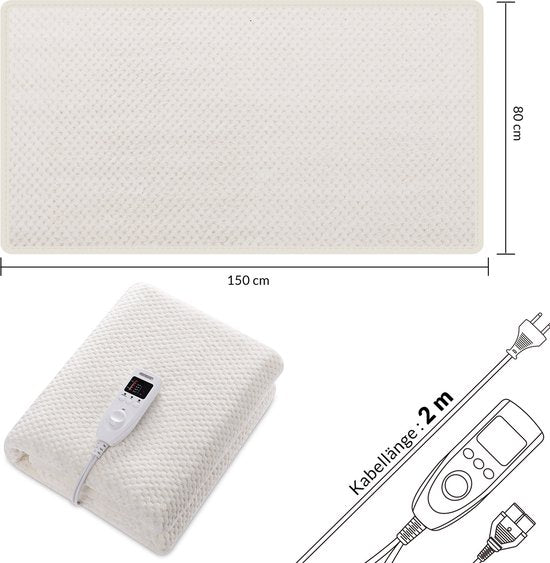 Monzana Wärmedecke - Electric Fleece 150x80cm 5 Stufen - Creme