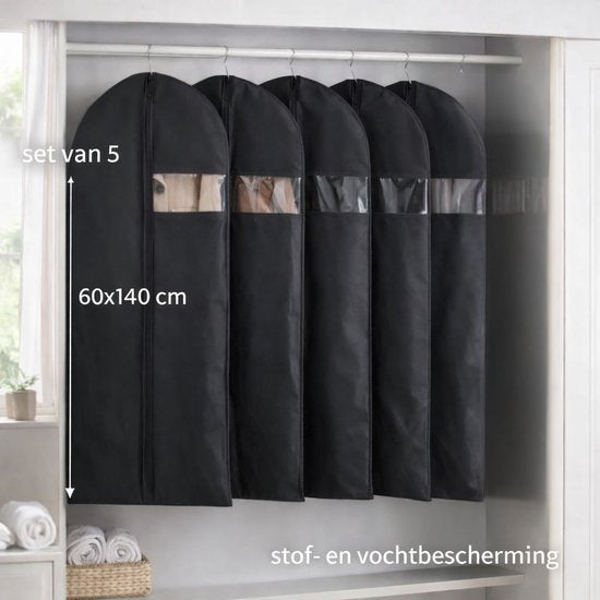 Ceruzo Clothes covers 5 Pieces - 60x140 cm - Schutzhülle - Fenster - Schwarz