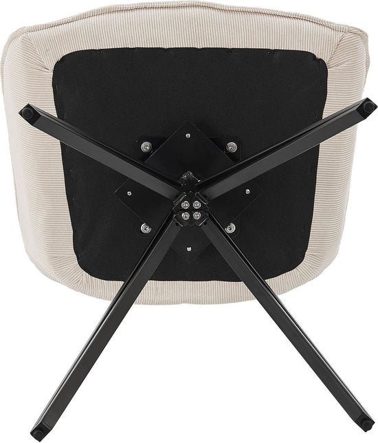 Esszimmerstuhl / Drehstuhl / Schalensessel Clyde - Corduroy Beige - Metallgestell