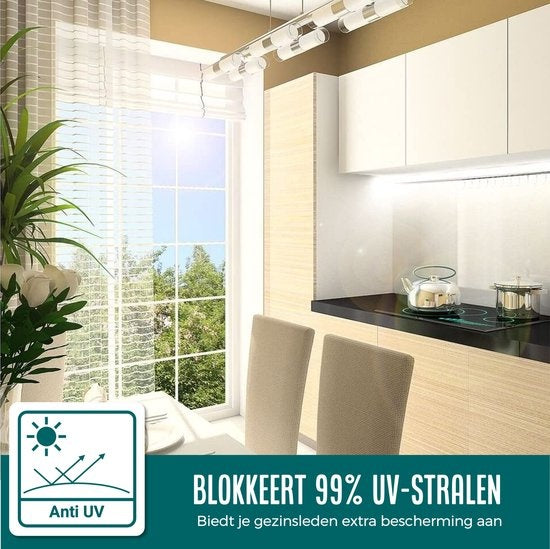 Homewell Fensterfolie HR++ 120x300cm - 99% UV-Schutz - Statisch selbstklebend - Isolierend - Transparent