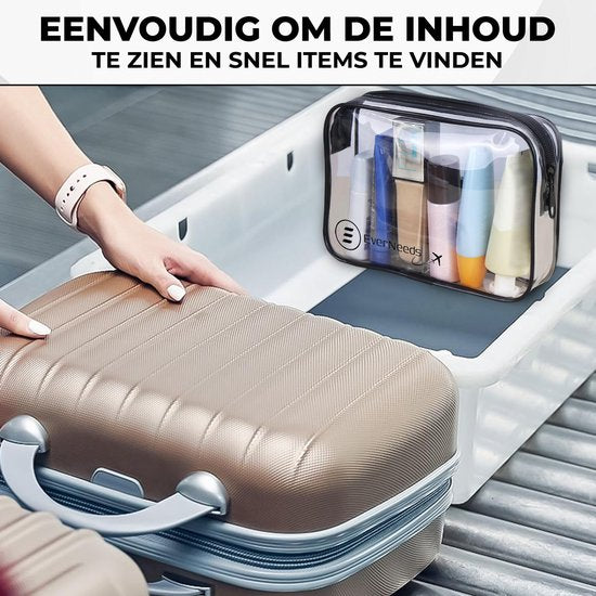 EverNeeds - Kulturtasche - Frauen und Männer - Organizer - 1 Stück - Transparent/Schwarz