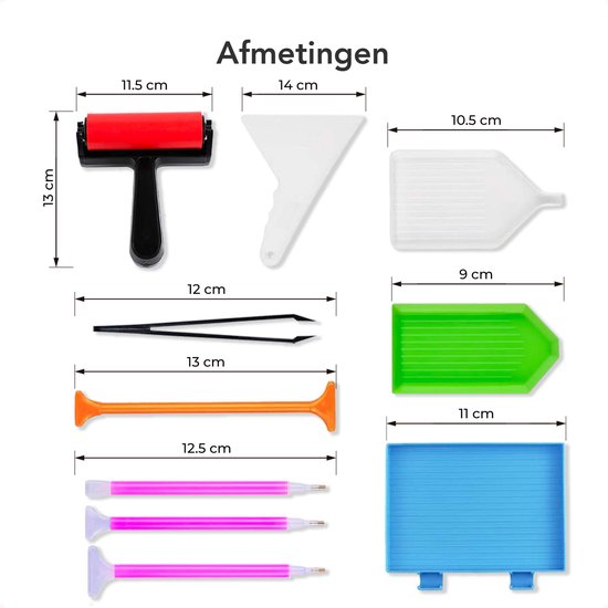 Happy Painter - Diamant-Malzubehör Erwachsene - Set 48-teilig - mit Walze 28 Fächer - Aufbewahrungsbox und Stift - Sortierbox - Perlenbox