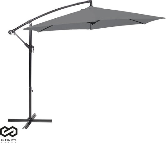 Infinity Goods - Sonnenschirm - 300 cm - inkl. Kreuzfuß - wasserdicht - dreh- und neigbar - höhenverstellbar - anthrazit