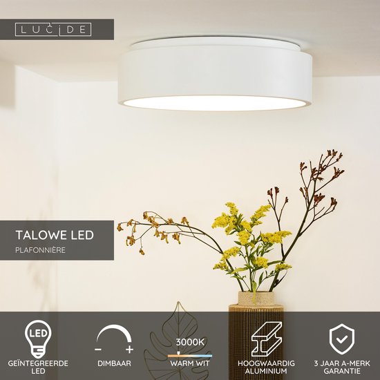 Lucide TALOWE LED – Deckenleuchte – Ø 45,5 cm – dimmbare LED – 1x30 W, 3000 K – Weiß