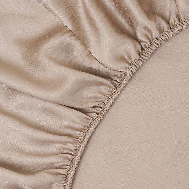 Sjumo - Tencel Satin Spannbetttuch - 180x200 cm - Honey Glow Tencel & Baumwollsatin - Hochglanz & Seidenweich - Antiallergisch & Atmungsaktiv - Komfort in Luxushotelqualität