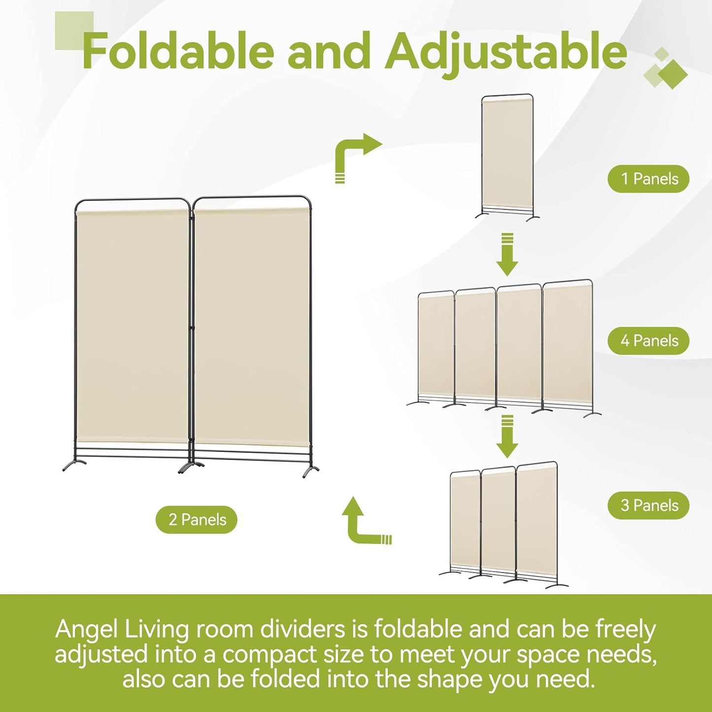 Angel Living Faltwand 2 Paneele - 162 x 180 cm - Beige