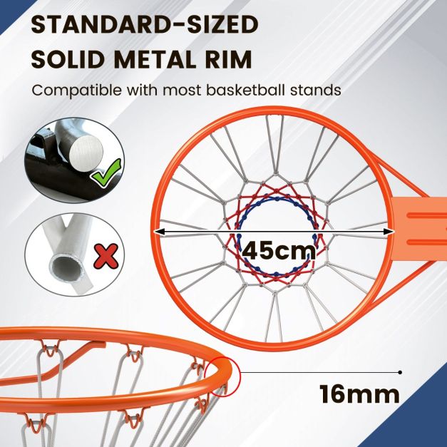 Coast 45 cm Basketballring mit Netz für alle Jahreszeiten Wandmontierter Basketballständer mit Doppelfedern