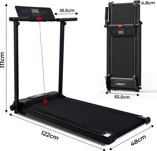 Fitby Laufband - Laufband zusammenklappbar - Walking Pad - Walking Band - 1-10km/h - LED Bildschirm - Schwarz