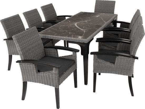 tectake - Geflechtstuhl Gartenstuhl Terrassenstuhl - Rosarno - grau - 404806 - Poly-Rattan