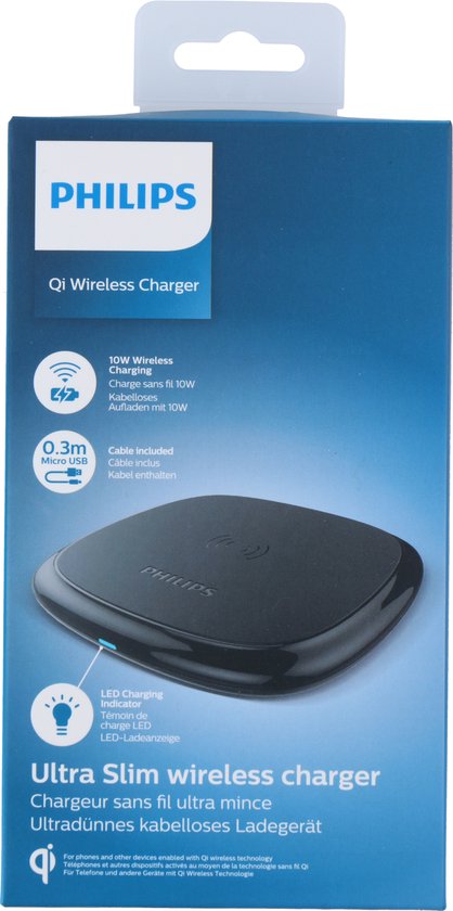 PHILIPS - Kabelloses QI-Ladegerät - DLP9210/03 - Telefon-Ladegerät - rutschfest niedrig - hohe kabellose Reichweite