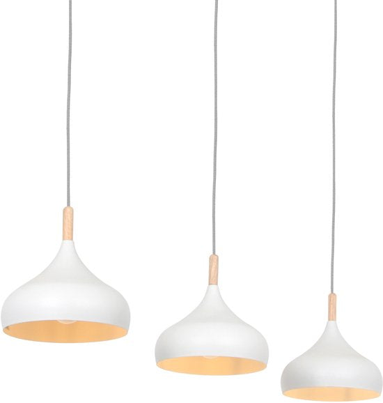 Mexlite - Hängeleuchte - Bjorr - weiß - Holz Metall - große Esstischlampe - E27 - 3099W