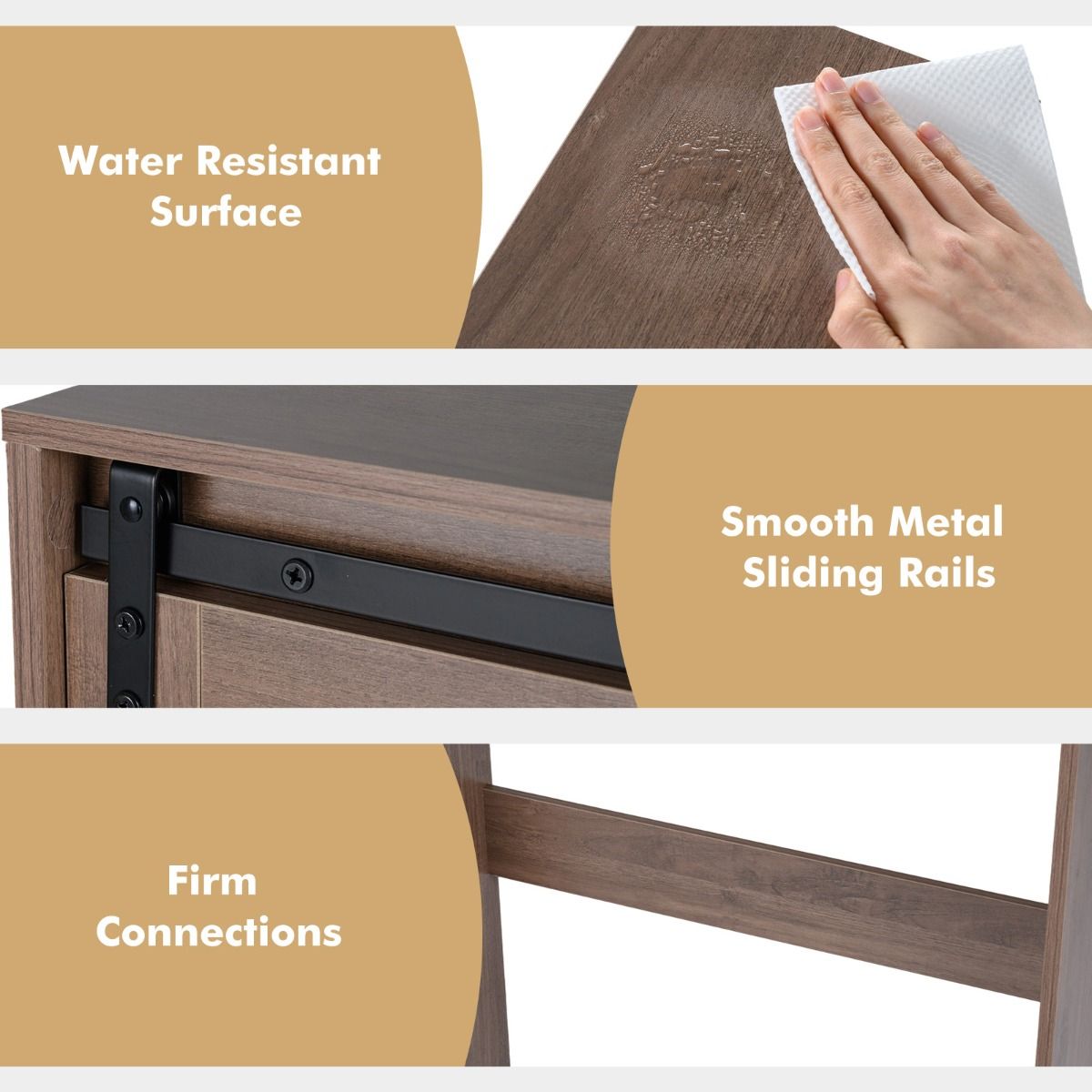 Coast Toilettenschrank mit Schiebetür – freistehendes Badezimmerregal – Holz und MDF – dunkelbraun – 84 x 17 x 128 cm