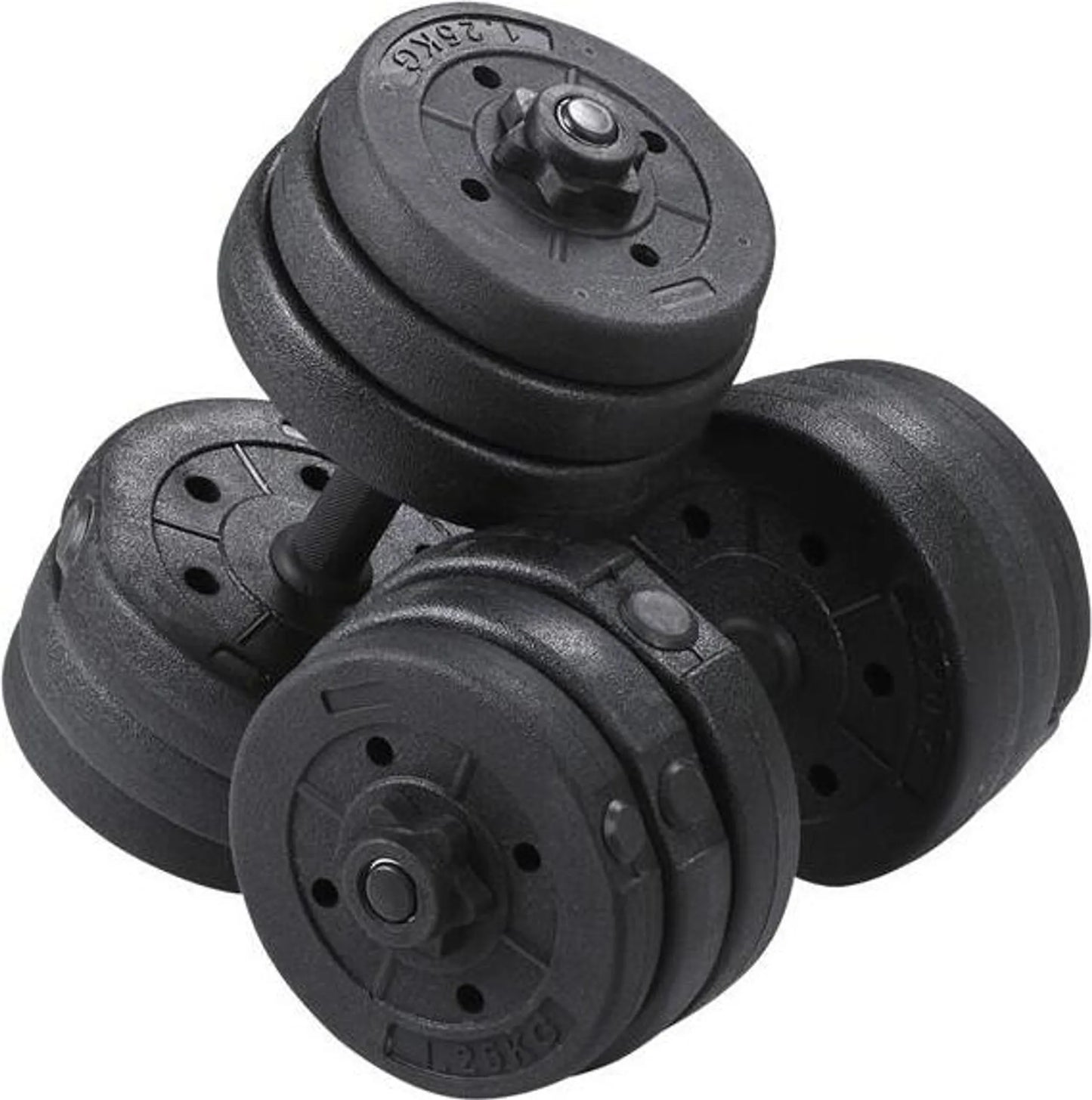 Yaheetech Kurzhantelset verstellbar 20 kg - 39 x 2,5 cm - mit 12 Gewichtsscheiben und rutschfestem Griff und Drehstangenverschluss - für Krafttraining und Heimgebrauch - schwarzer Kunststoff und Beton