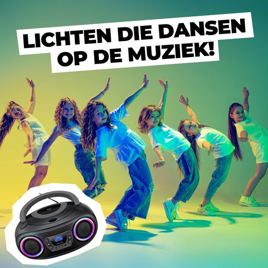 Denver Tragbares DAB-Radio CD-Player Kinder - Bluetooth - Lichteffekte - Boombox - AUX - FM - TDB212GREY