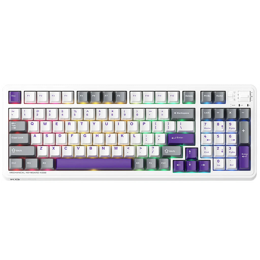 Machenike KG98 mechanische Gaming-Tastatur – US-QWERTY – lila/gold