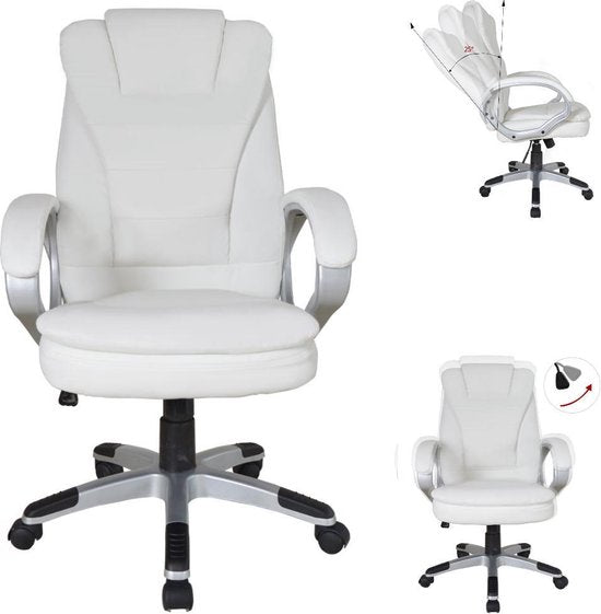 VDD Gaming Schreibtischstuhl - Ergonomisch verstellbar - Weiß - 62x50x115cm