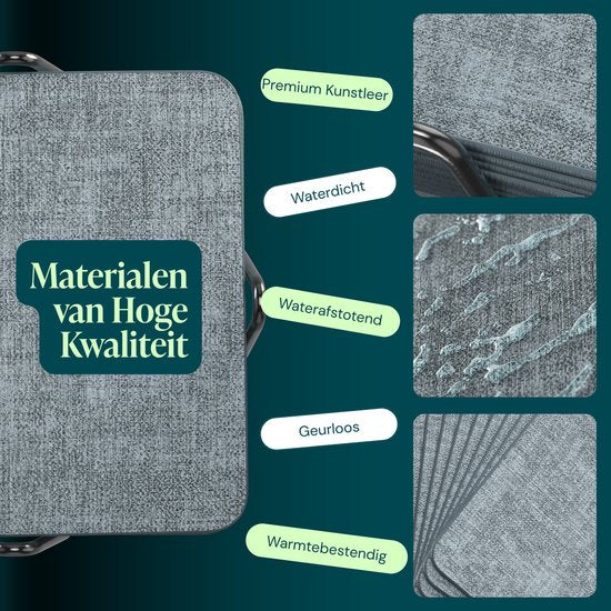 Castagnola Untersetzer aus Kunstleder – Untersetzer für Gläser – Design-Untersetzer mit Halter – Untersetzer-Set aus Kunstleder mit Metallhalter – Leder – 10er-Set – Blau meliert – 10 x 10 cm