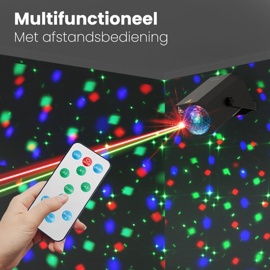 Auronic LED Disco Licht - Party Laser - Kinder - Partybeleuchtung - Disco Licht - Ferngesteuert und Musikgesteuert - 3 Meter Kabel