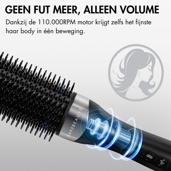 Sansbeauté® Wet-2-Dry Haarbürste - Multistyler - Airstyler - Lockenbürste - Stylingbürste - Wärmebürste - Volumen und Locken - Drehkabel