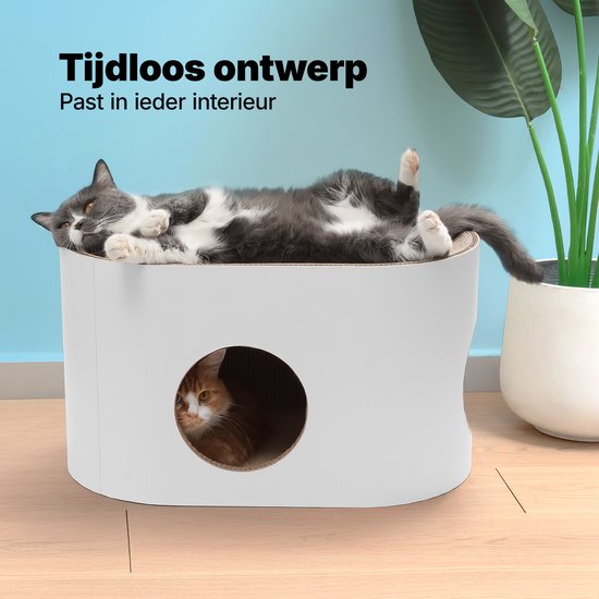 Jake und Jacky Kratzpappe für Katzen - Katzenhaus Pappe - Kratzbaum Pappe - Kratzkorb - Kratzbrett - Kratzmöbel - Kratzmatte Pappe - Katzenkorb - Katzenbett - 60x34x34cm