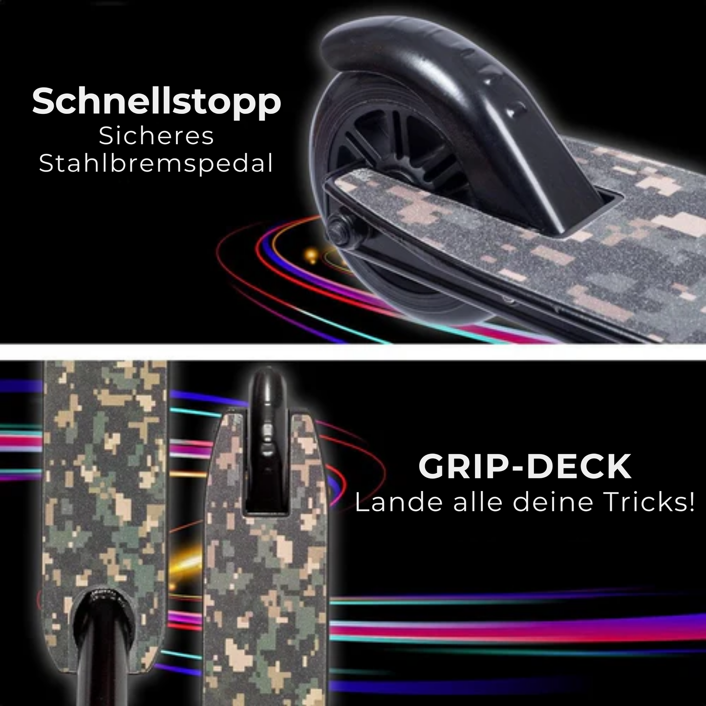 LifeGoods StuntRider - Scooter - Stufe 8+ Jahre - 100mm Räder - Jungen/Mädchen - Schwarz