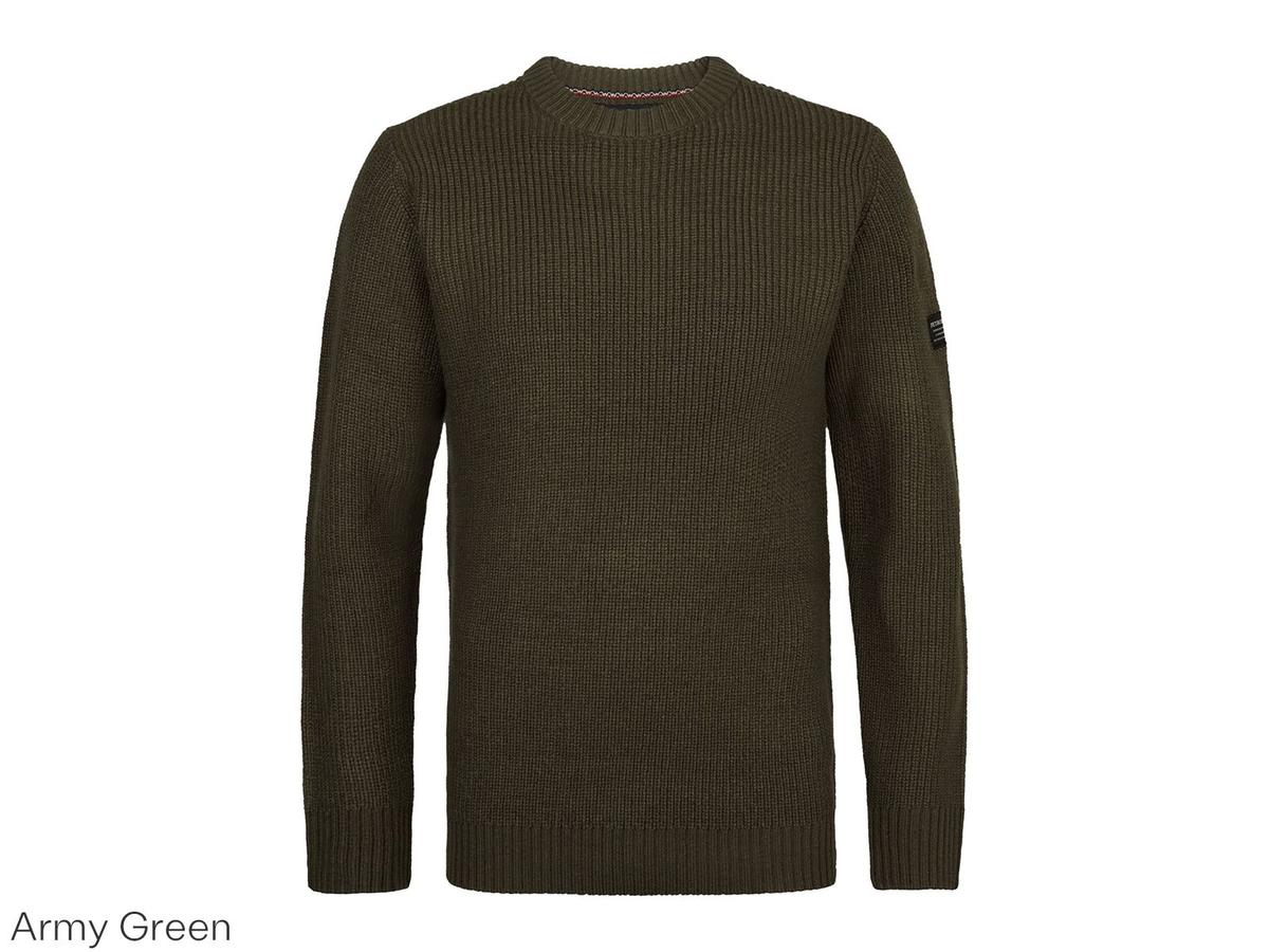 Petrol Strickpullover mit Rundhalsausschnitt – Basic-Design – Größe XXL – Army Green